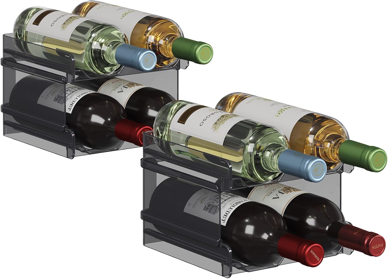 Lifewit - Casier à vin empilable - 29x20x11cm - lot de 2, plastique, 8 bouteilles, noir