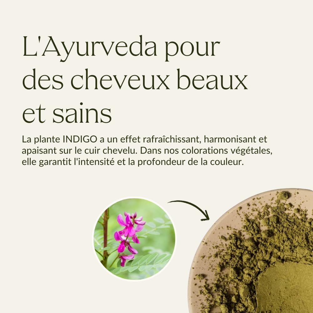 Khadi - Indigo Pur - coloration végétale cheveux 100g - bleu-noir profond