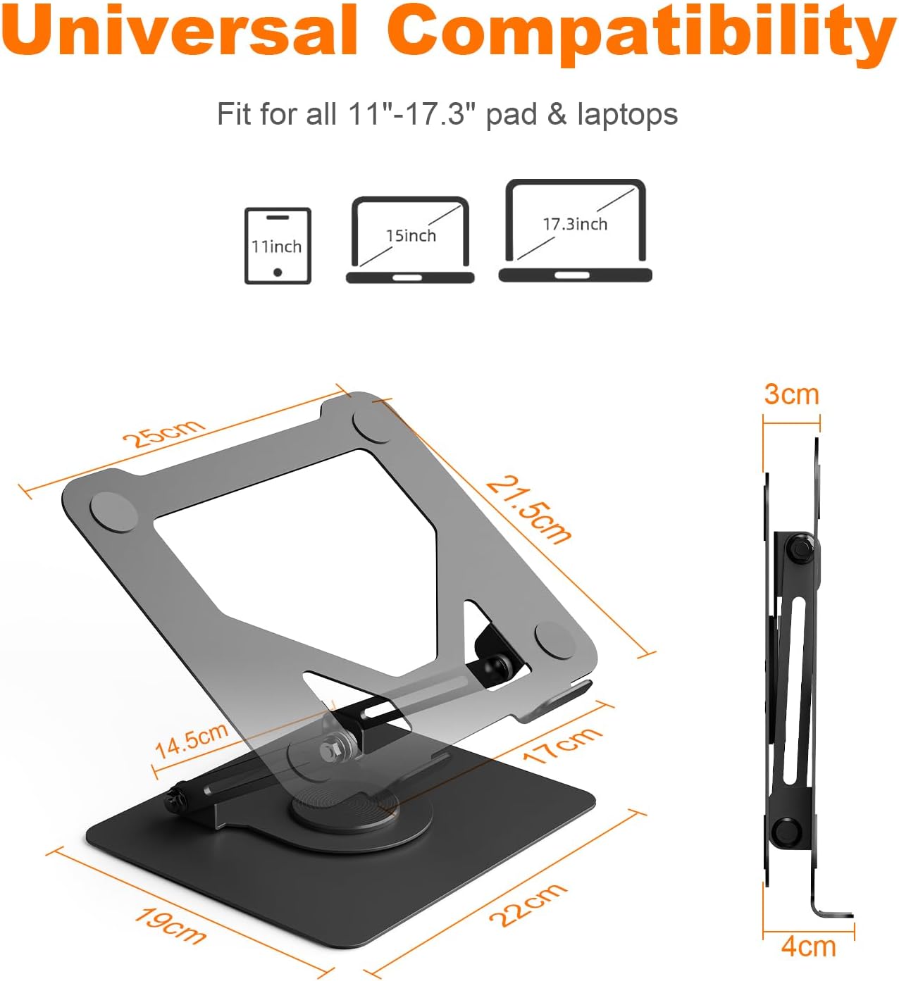 GRIFEMA - support laptop GB1050 - 11-17'' - hauteur réglable, rotatif, pliable