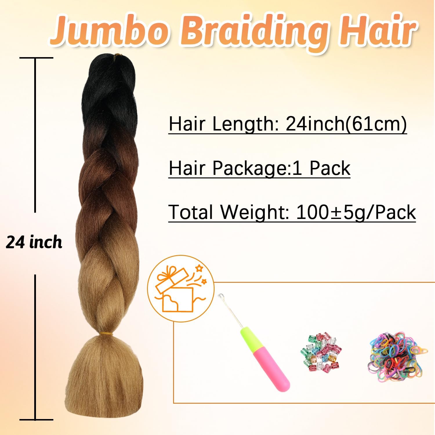 ShowJarlly - extensions synthétiques - 60 cm - tresses africaines