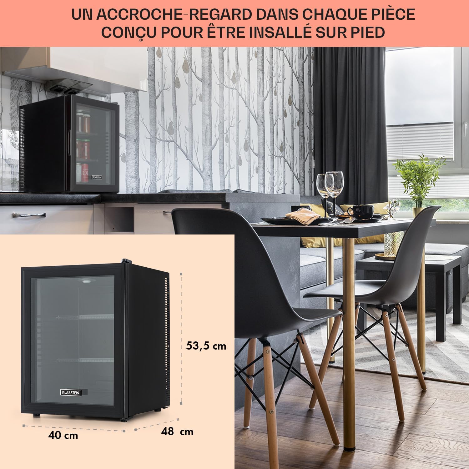 Klarstein – Mini Frigo 42L – compact, silencieux, étagères réglables